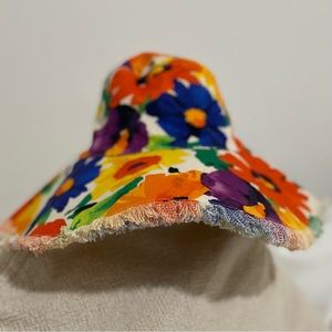 Frances Valentine Flower Print Fringe Hat